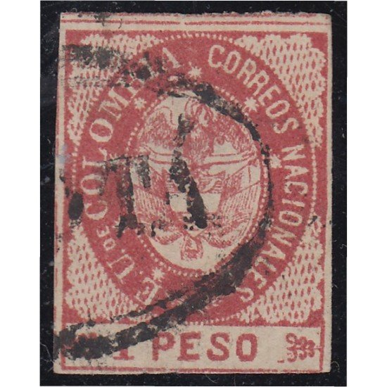 Colombia 33a 1865 Escudo Shield Estados Unidos de Colombia usado