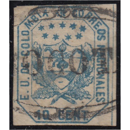 Colombia 20A 1862 Escudo Shield Estados Unidos de Colombia usado