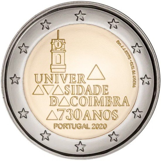 Portugal 2020 2 € euros conmemorativos Universidad Coimbra 