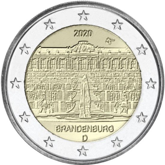 Alemania 2020 2 € euros conm.  Brandeburgo- Palacio Sanssouci   ( 5 cecas )