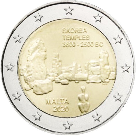 Malta 2020 2 € euros conmemorativos Templos Skorba