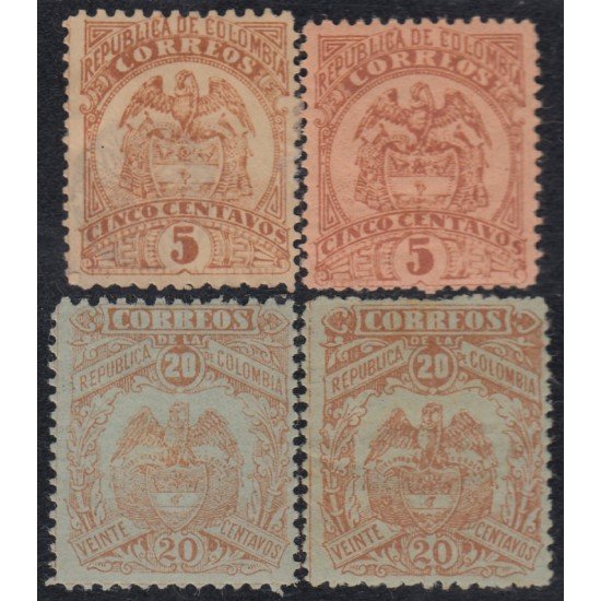 Colombia 109/12 1895 Escudos Shields MH Colombia 109/12 1895 Escudos Shields MH