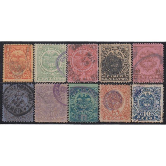 Colombia 99/108 1892/00 Escudos Shields usado