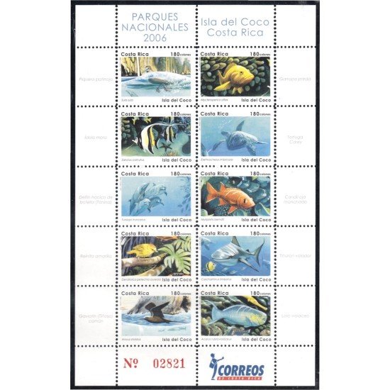 Costa Rica 792/01 2006 Parques Nacionales. Fauna de la Isla de Coco MNH Costa Rica 792/01 2006 Parques Nacionales. Fauna de la Isla de Coco MNH
