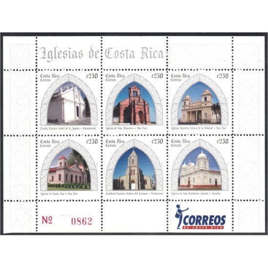 Costa Rica 857/62 2008 Edificios Religiosos MNH Costa Rica 857/62 2008 Edificios Religiosos MNH