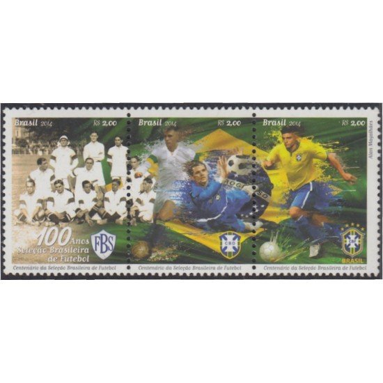 Brasil Brazil 3347/49 2014 100 Años de la selección de Fútbol Brasileña MNH