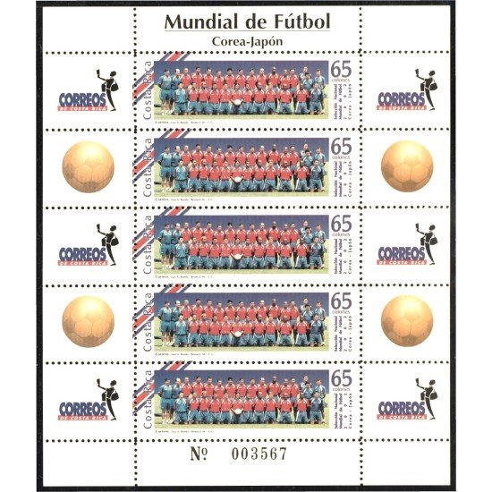 Costa Rica 703 2002 Minipliego Copa del mundo de Fútbol 2002  MNH