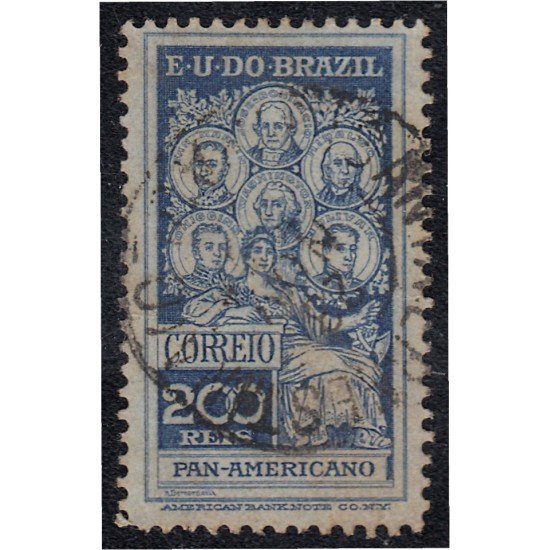 Brasil Brazil 144 1909 4º Congreso Panamericano Efigies de San Martín Andrada Hidalgo Washington O´Higgins y Bolívar usado