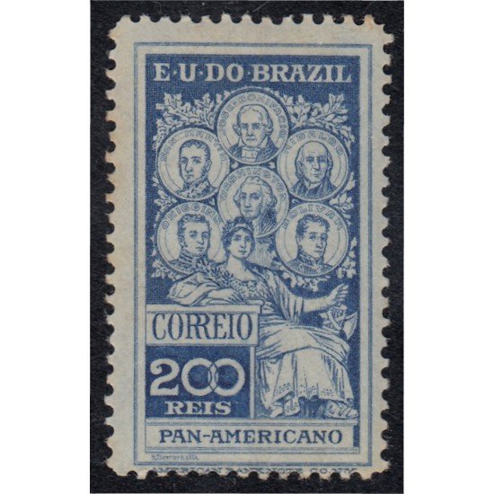 Brasil Brazil 144 1909 4º Congreso Panamericano Efigies de San Martín Andrada Hidalgo Washington O´Higgins y Bolívar MH