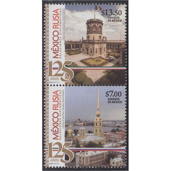 México 2934AB 2015 125º Aniversario de relaciones diplomáticas México - Rusia MNH