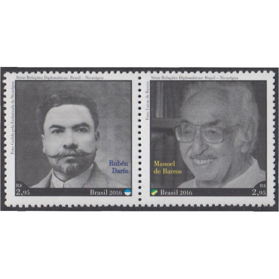 Brasil Brazil 3538/39 2016 Relaciones diplomáticas Nicaragua - Brasil Rubén Darío Manoel de Barros MNH