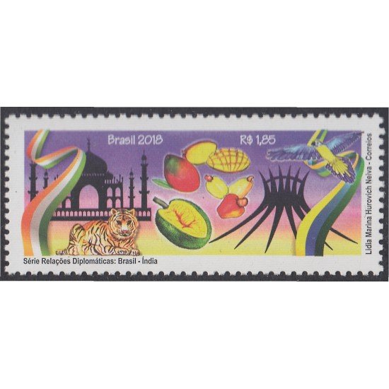 Brasil Brazil 3682 2018 Relaciones diplomáticas Brasil - India MNH