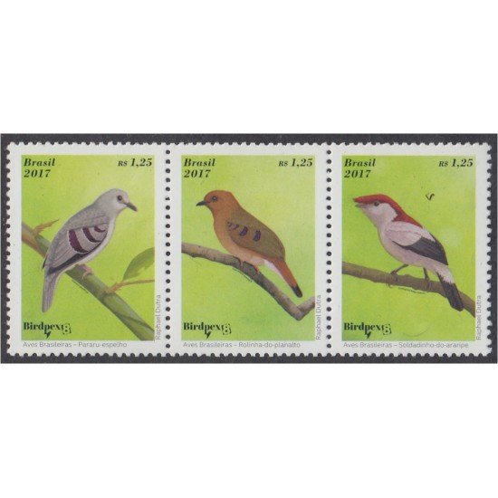 Brasil Brazil 3627/29 2017 Aves brasileñas MNH