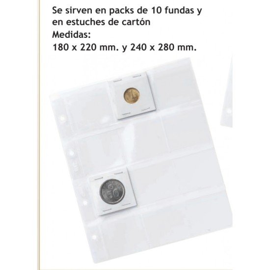 Pardo 78600 Pack de 10 Fundas Hojas monedas 12 compartimentos Pardo 78600 Pack de 10 Fundas Hojas monedas 12 compartimentos
