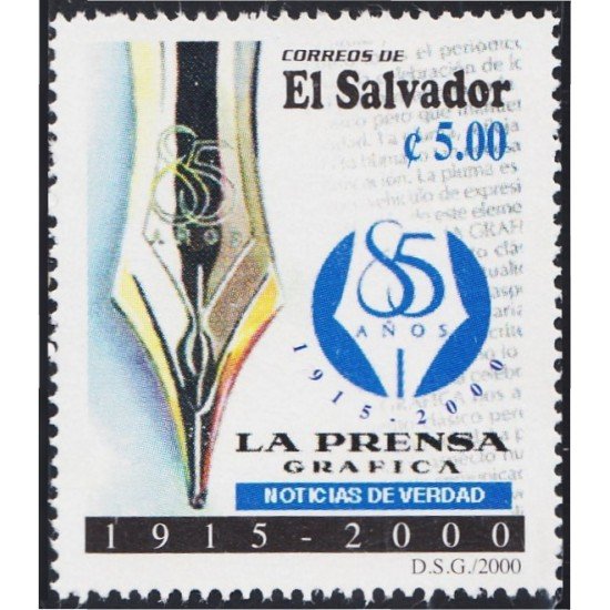 El Salvador 1465 2000 85 Años del Diario La Prensa Gráfica MNH El Salvador 1465 2000 85 Años del Diario La Prensa Gráfica MNH