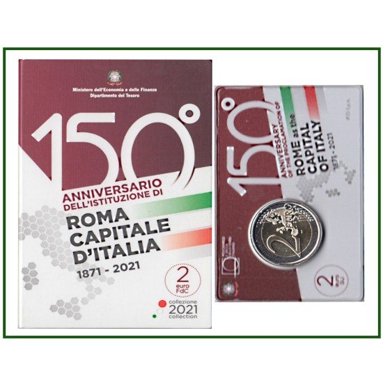 Italia 2021 2 € euros conmemorativos Cartera Oficial Av Roma como capital Italia 2021 2 € euros conmemorativos Cartera Oficial Av Roma como capital