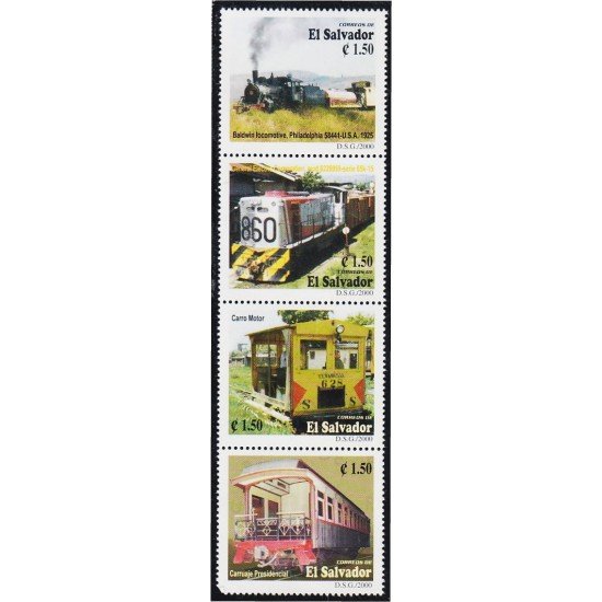 El Salvador 1467/70 2000 Locomotoras y vagones MNH