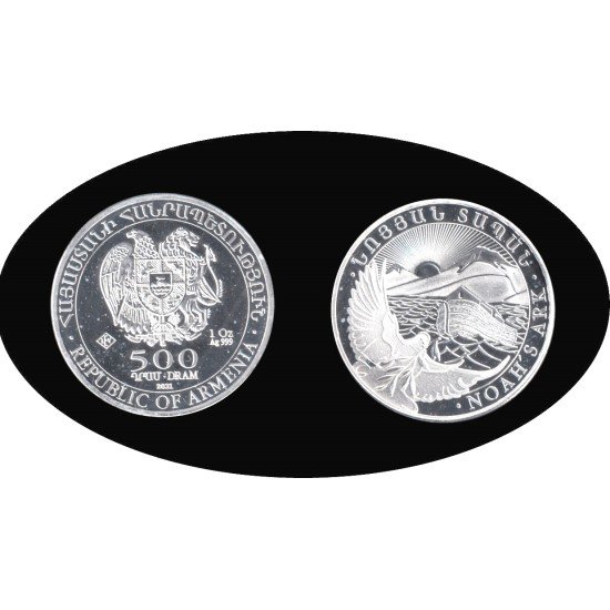 Armenia 1 OZ onza 2021 Arca de Noé 500 Dram Plata Ag Armenia 1 OZ onza 2021 Arca de Noé 500 Dram Plata Ag