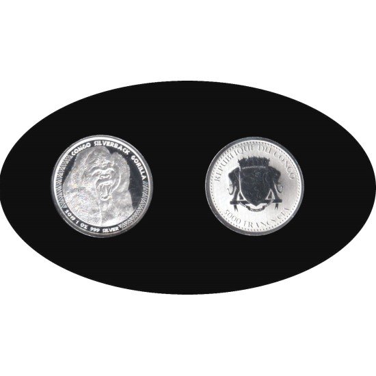 Rep. del Congo 2019 1 OZ onza CFA Gorila Gorila 5000 francos Plata Ag Rep. del Congo 2019 1 OZ onza CFA Gorila Gorila 5000 francos Plata Ag