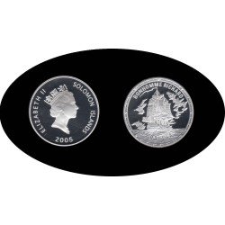 Salomón Islas 1 OZ onza 2005 Barco Bonhomme Richard 25$ Plata Ag