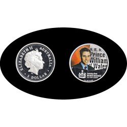 Australia 1 OZ onza 2003 Príncipe William de Gales 1$ Color Plata Ag Australia 1 OZ onza 2003 Príncipe William de Gales 1$ Color Plata Ag