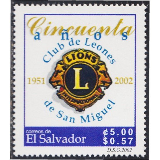 El Salvador 1515 2002 50 Años de Lions Club de San Miguel MNH