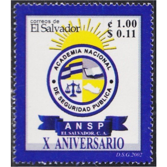El Salvador 1516 2002 10 Años de la Escurla Nacional de Seguridad Pública MNH
