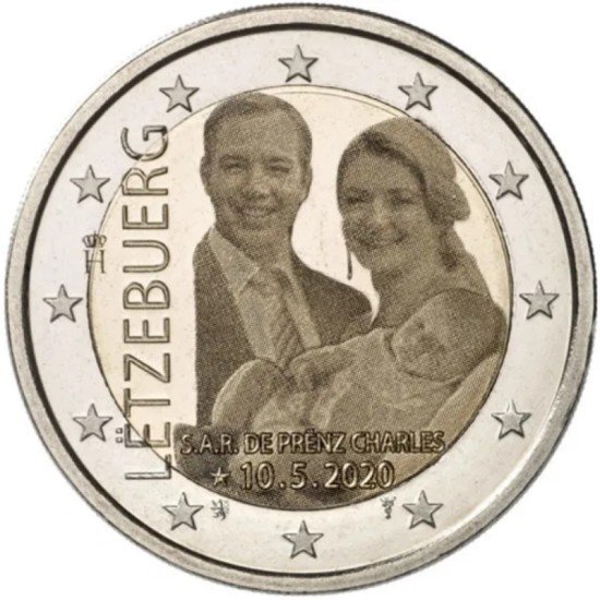 Luxemburgo 2020 2 € euros conmemorativos Nacimiento Charles Tipo gofrado Luxemburgo 2020 2 € euros conmemorativos Nacimiento Charles Tipo gofrado