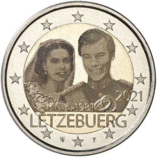 Luxemburgo 2021 2 € euros conmemorativos Av. Boda Rel Emisión gofrado Luxemburgo 2021 2 € euros conmemorativos Av. Boda Rel Emisión gofrado