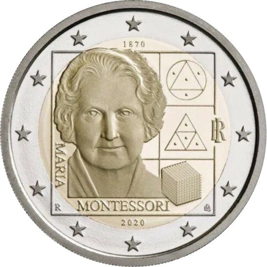 Italia 2020 2 € euros conmemorativos María Montesori Italia 2020 2 € euros conmemorativos María Montesori
