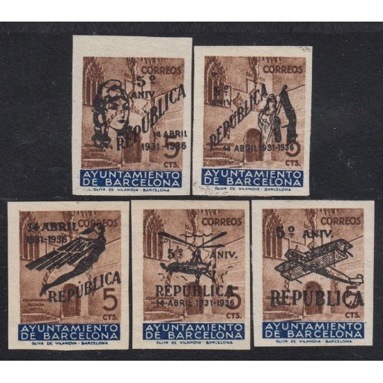 España Spain Barcelona NE 17/21 1936 Ayuntamiento de Barcelona MNH España Spain Barcelona NE 17/21 1936 Ayuntamiento de Barcelona MNH