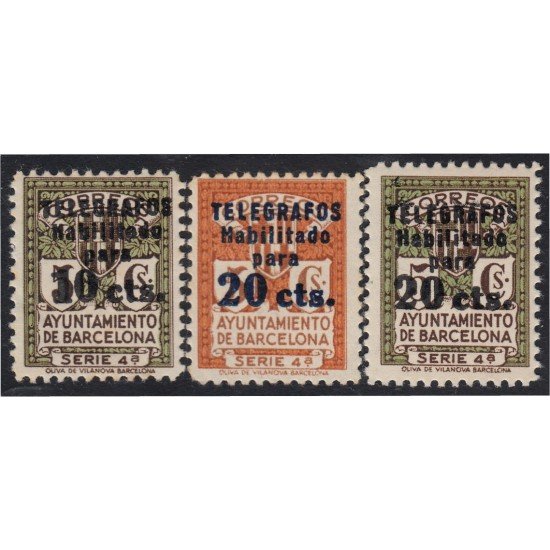 Barcelona Telégrafos 10/12 1936-38 Ayuntamiento de Barcelona MNH Barcelona Telégrafos 10/12 1936-38 Ayuntamiento de Barcelona MNH