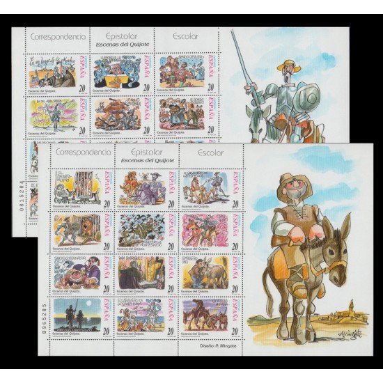 España Spain Minipliego 61A/B 1998 Correspondencia Epistolar El Quiote Cervantes 