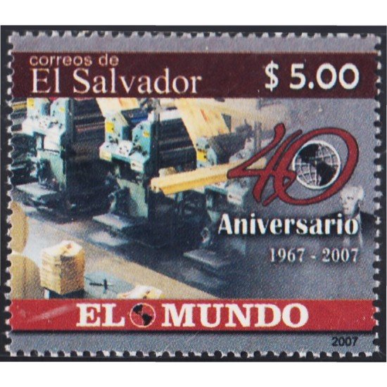 El Salvador 1694 2007 40 Años del diario El Mundo MNH El Salvador 1694 2007 40 Años del diario El Mundo MNH
