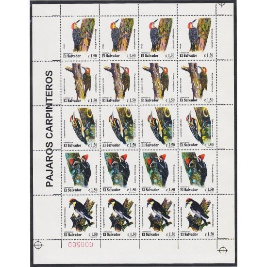 El Salvador 1436a/40a 2000 Minihojita Fauna. Pájaros MNH El Salvador 1436a/40a 2000 Minihojita Fauna. Pájaros MNH