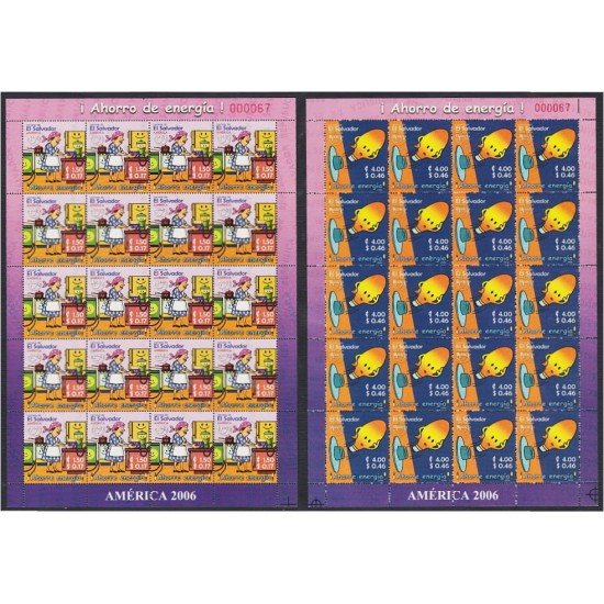El Salvador 1667a/68a 2006 Minihojita Serie América UPAEP. Ahorro de Energia - *** El Salvador 1667a/68a 2006 Minihojita Serie América UPAEP. Ahorro de Energia - ***