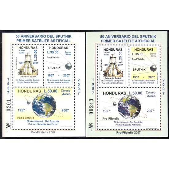 Honduras HB 86/87 2007 Espacio 50 Años del Lanzamiento de Sputnik 1 MNH Honduras HB 86/87 2007 Espacio 50 Años del Lanzamiento de Sputnik 1 MNH