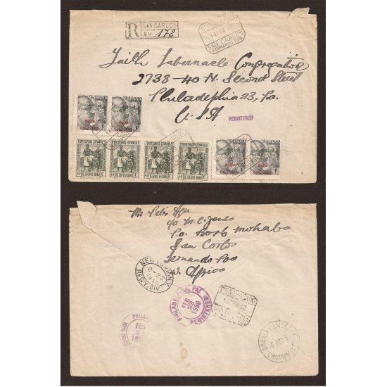 Historia postal - HP1950 - CARTA SAN CARLOS FERNANDO POO PHILADELPHIA 1950 DOUALA