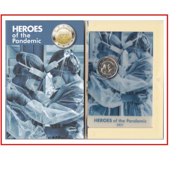 Malta 2021 2 € euros conmemorativos Cartera Oficial Héroes de la Pandemia Tirada: 60000