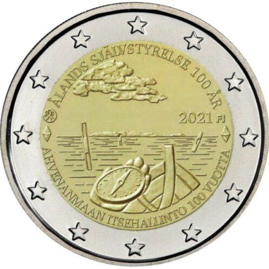 Finlandia 2021 2 € euros conmemorativos Autogobierno Aland