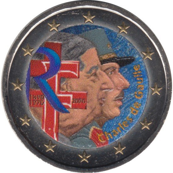 Francia 2020 2 € euros conmemorativos Color Charles De Gaulle Francia 2020 2 € euros conmemorativos Color Charles De Gaulle