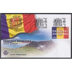 Andorra Española 507 2021 Bandera y Escudo de Andorra SPD Sobre Primer día