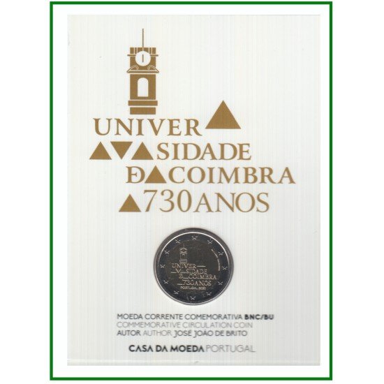 Portugal 2020 Cartera Of Coin Card Moneda 2 € Univ. Coimbra
