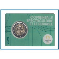 Francia France 2021 Cartera Oficial Coin Card 2€ euros conm. 1v París 2024 Francia France 2021 Cartera Oficial Coin Card 2€ euros conm. 1v París 2024