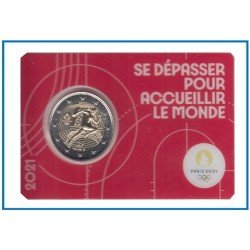 Francia France 2021 Cartera Oficial Coin Card 2€ euros conm. 1r París 2024 Francia France 2021 Cartera Oficial Coin Card 2€ euros conm. 1r París 2024