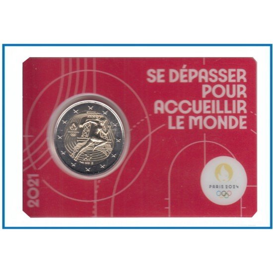 Francia France 2021 Cartera Oficial Coin Card 2€ euros conm. 1r París 2024