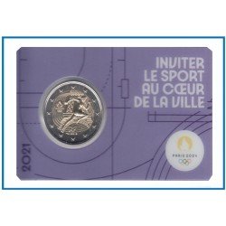 Francia France 2021 Cartera Oficial Coin Card 2€ euros conm. 1l París 2024 Francia France 2021 Cartera Oficial Coin Card 2€ euros conm. 1l París 2024