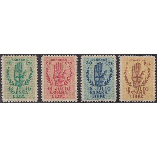 España Spain 851/54 1938 Alzamiento Nacional Mano MNH
