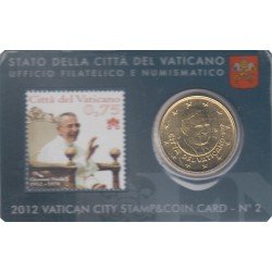 Vaticano 2012 Cartera Oficial Stamp and Coin Card nº 2  0.50 € euros + sello
