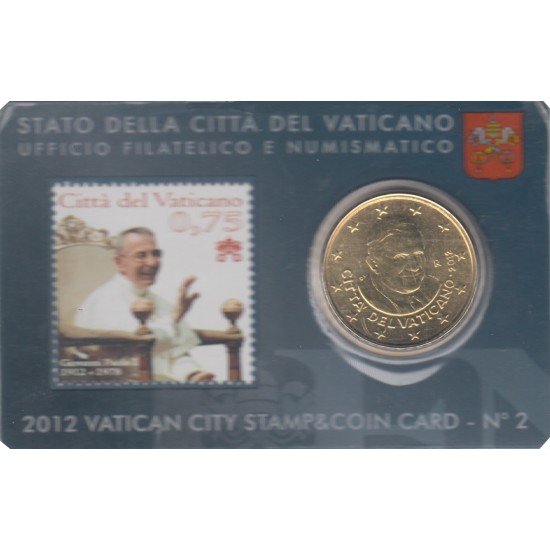 Vaticano 2012 Cartera Oficial Stamp and Coin Card nº 2  0.50 € euros + sello